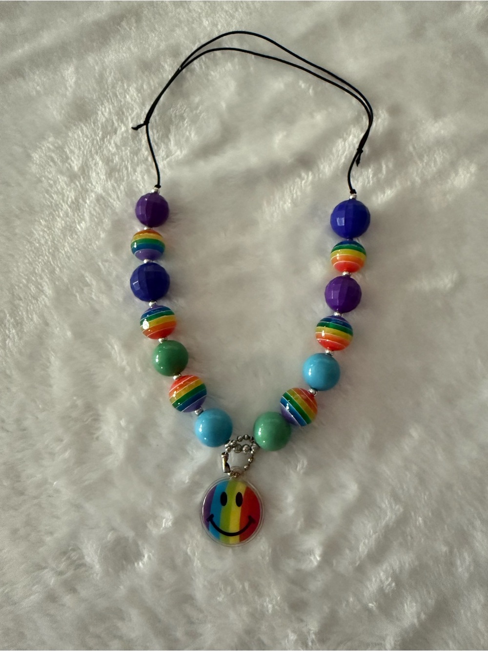 New Handmade Rainbow Pride 🌈 Beaded Smiley Necklace - Picture 1 of 4